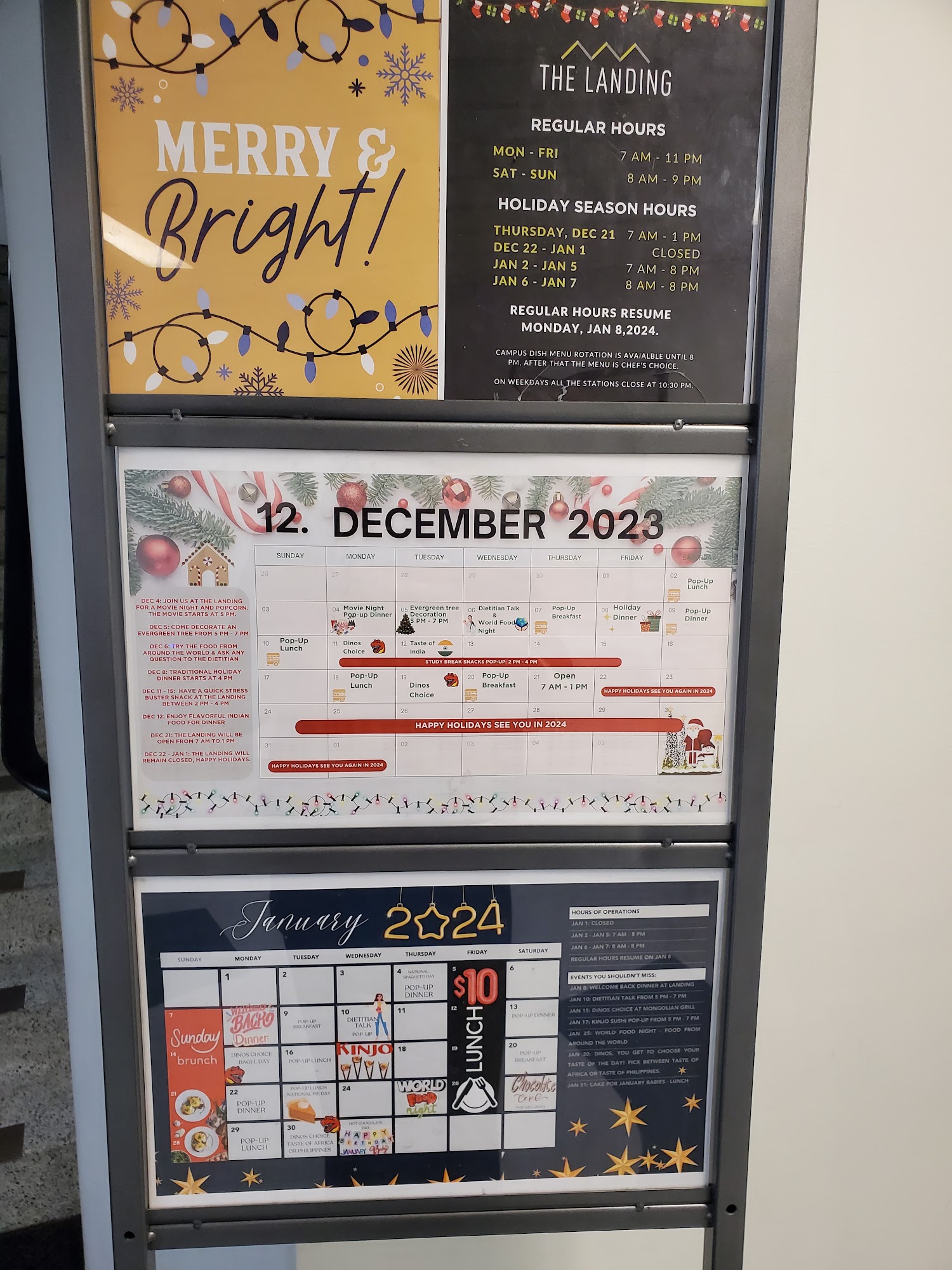 Dining Centre - The Landing Menu