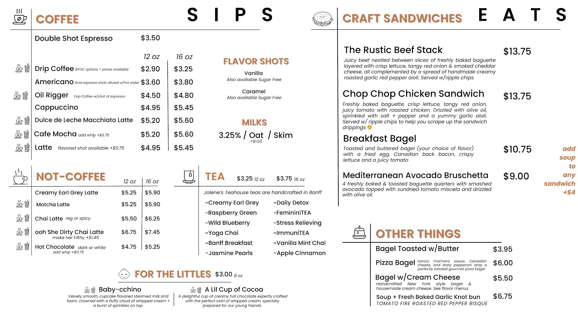 The Coffee Shop in Devon Menu