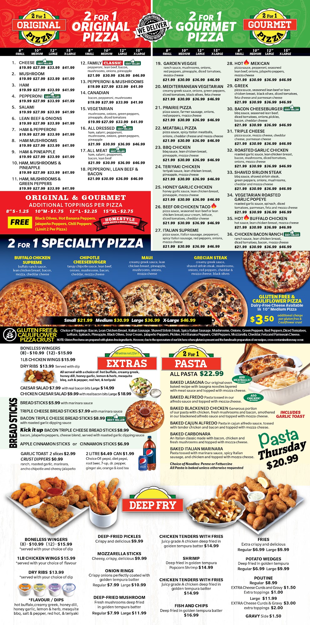 2 for 1 Family pizza ???? Jasper Ave Menu