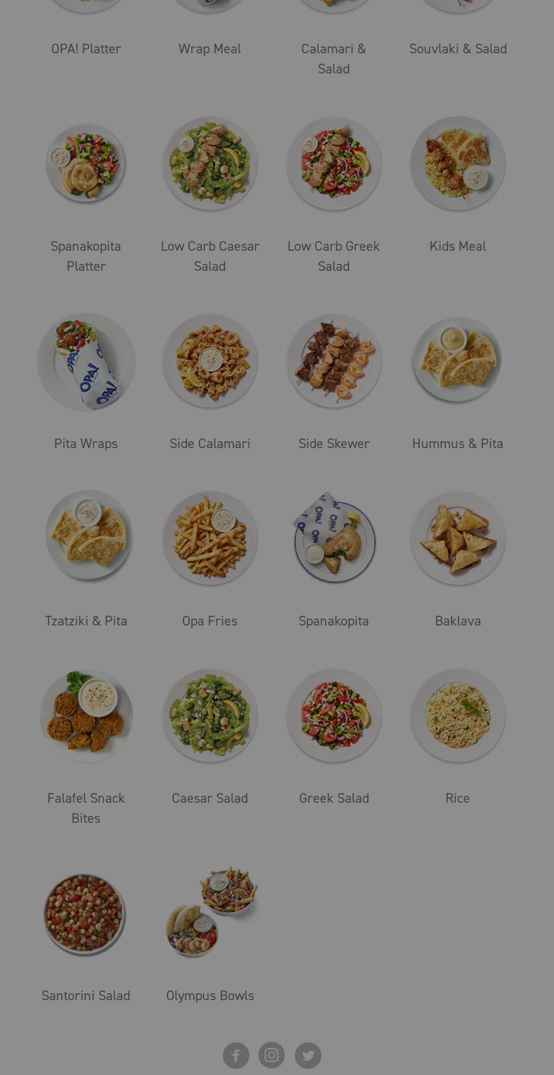 OPA! of Greece West Edmonton Mall - Phase 1 Menu