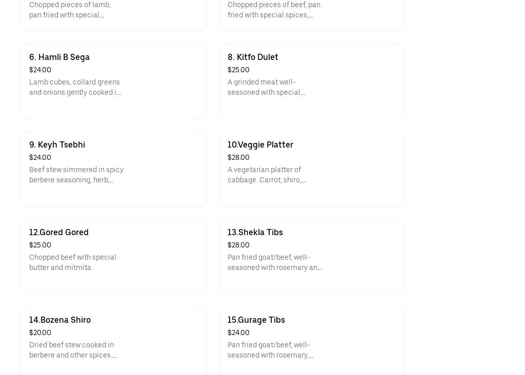 AFRO HABESHA LOUNGE Menu