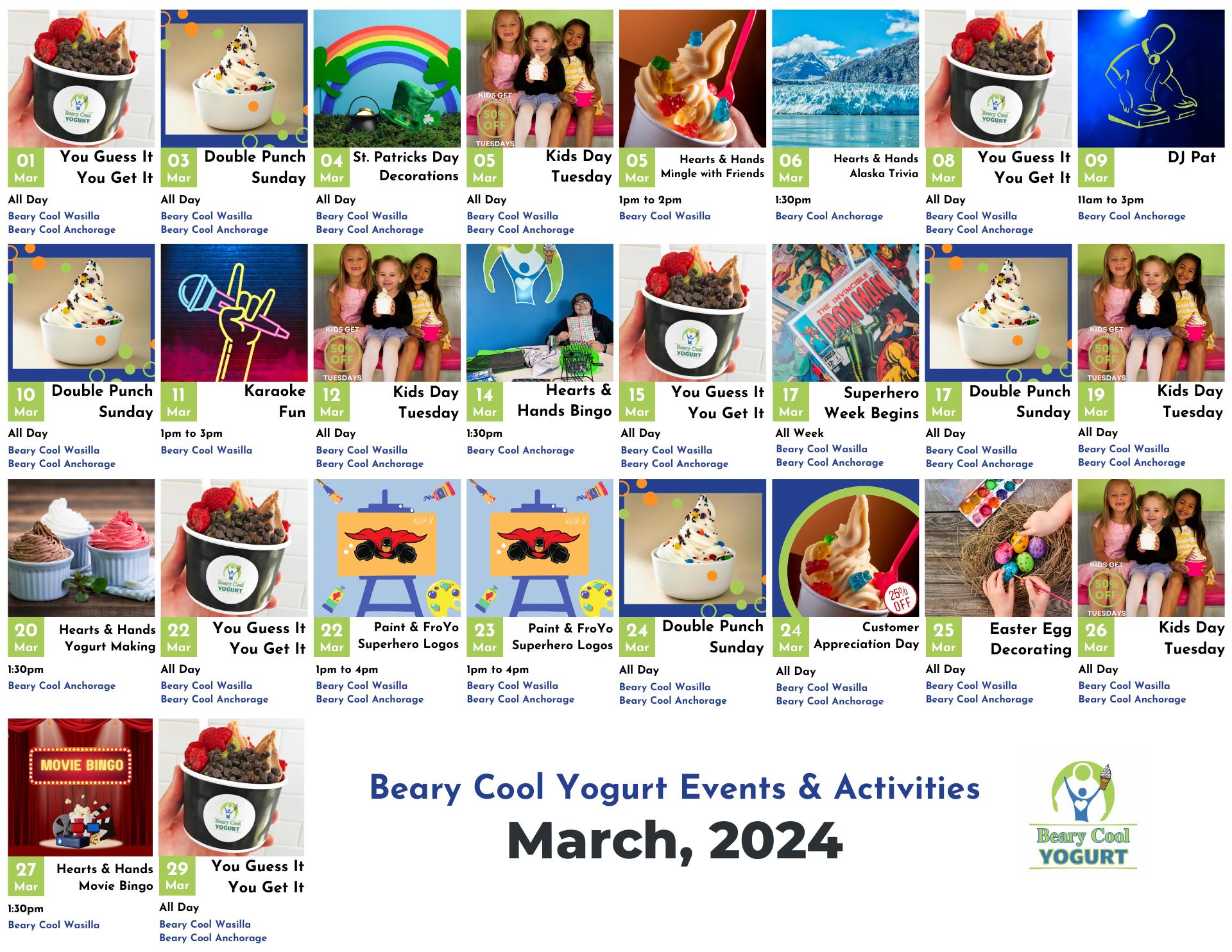 Beary Cool Yogurt Menu