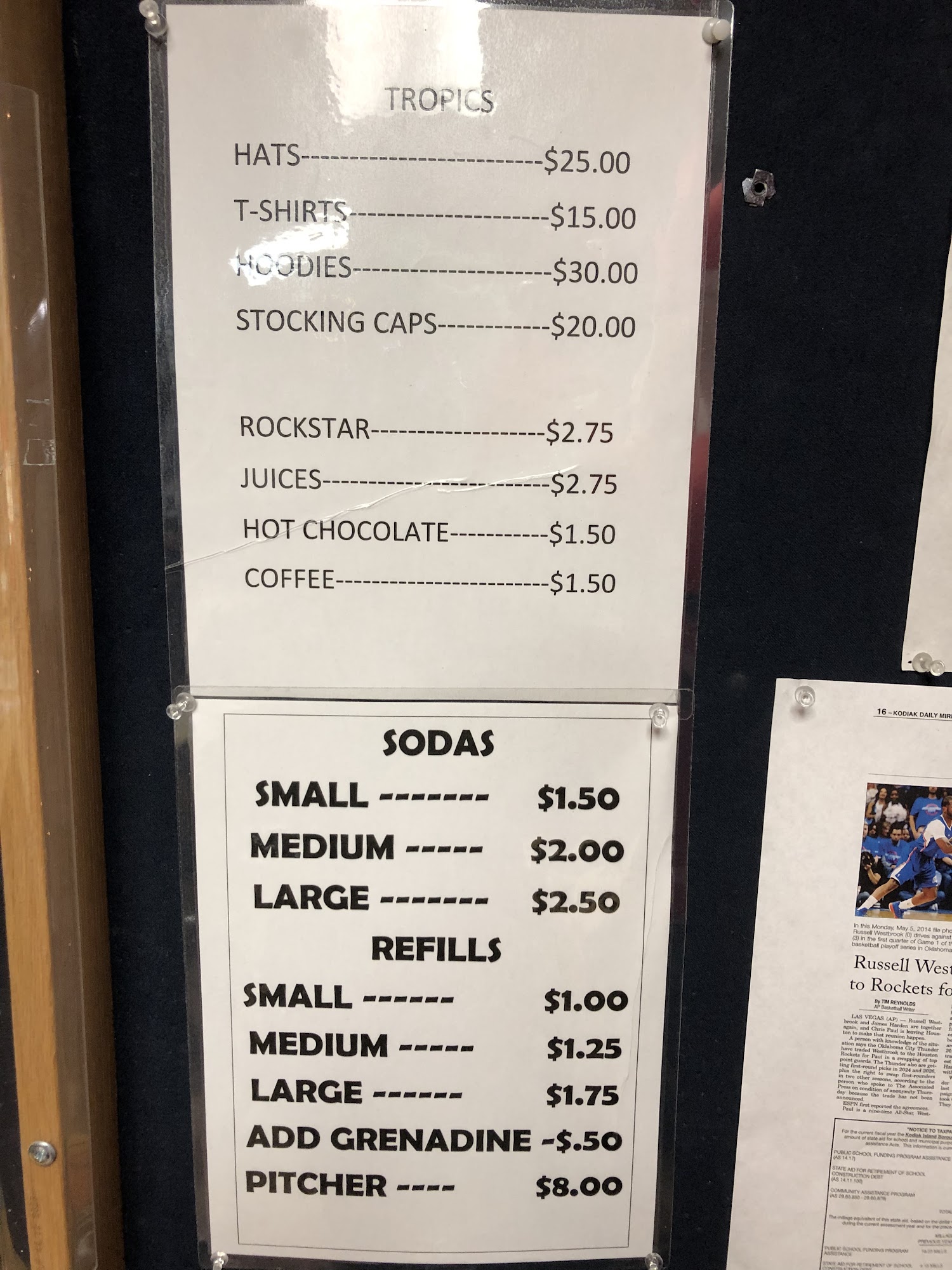 Tropic Lanes & Lounge Menu