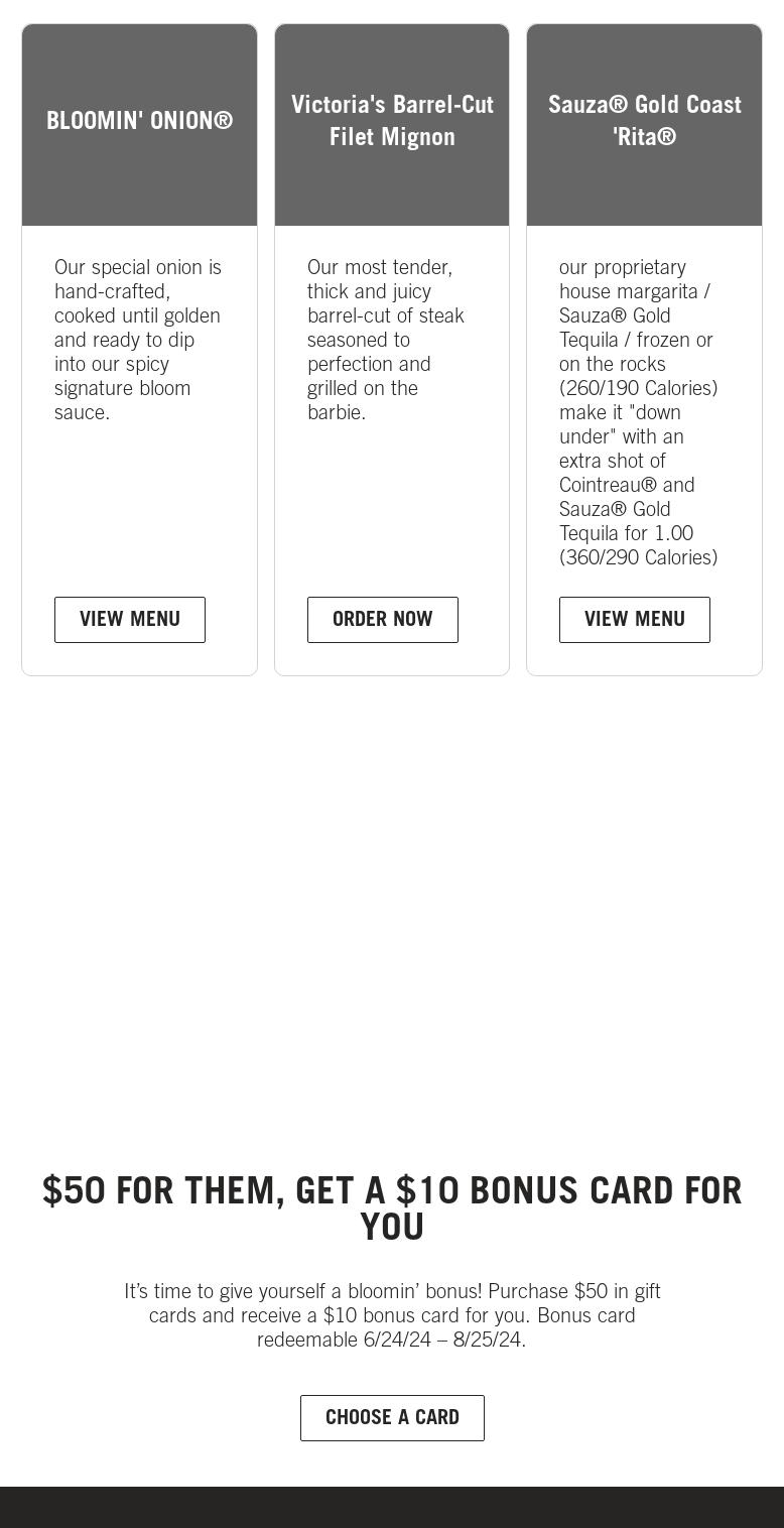 Outback Steakhouse Menu