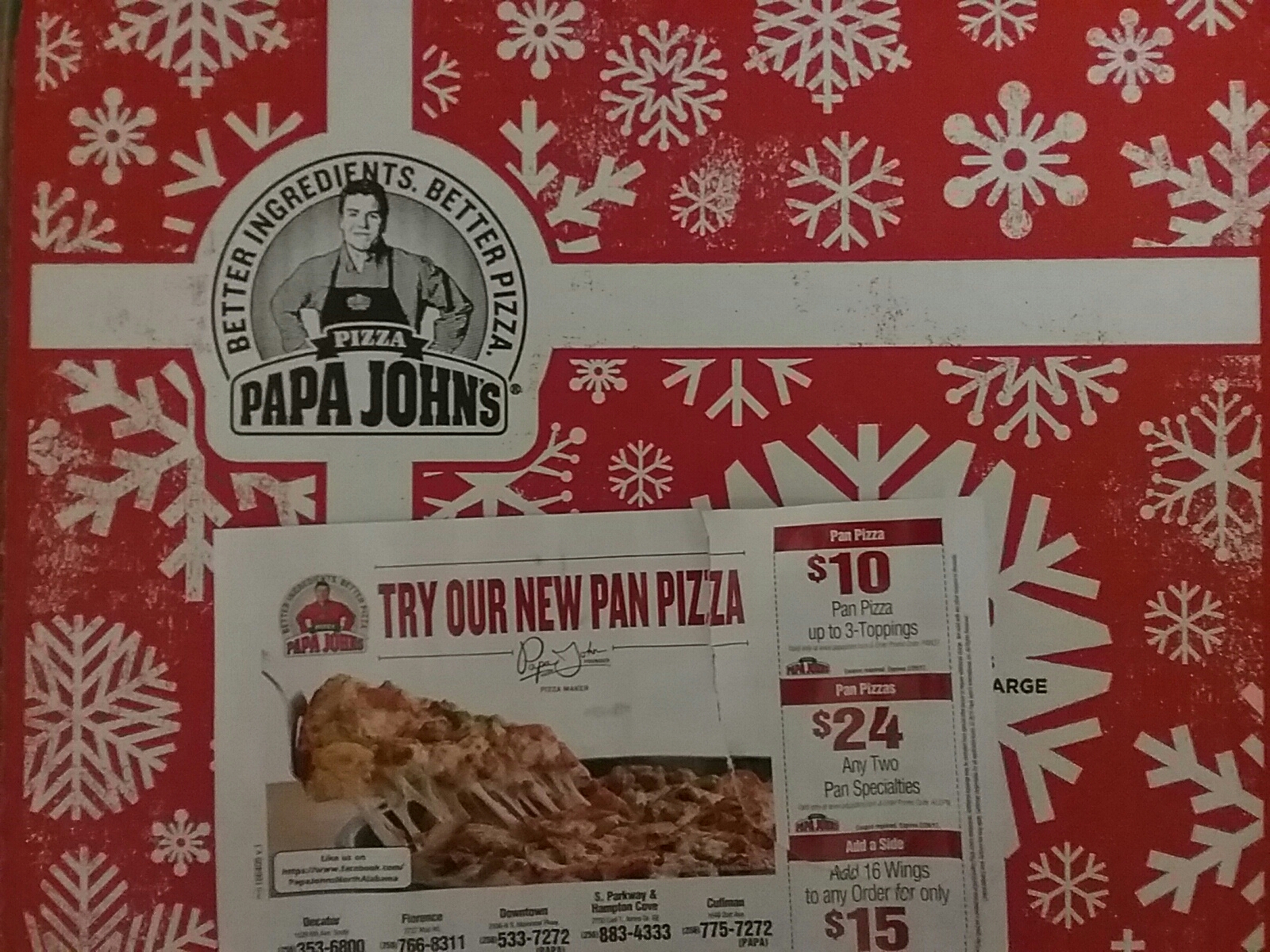Papa Johns Pizza Menu