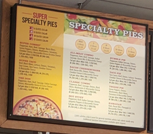 Godfather's Pizza Menu