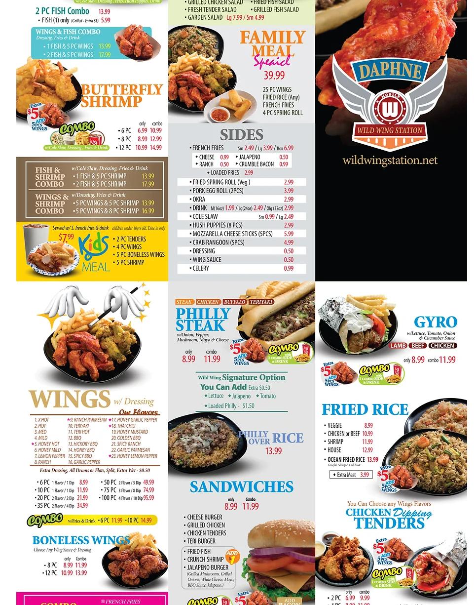 Wild Wing Station Menu