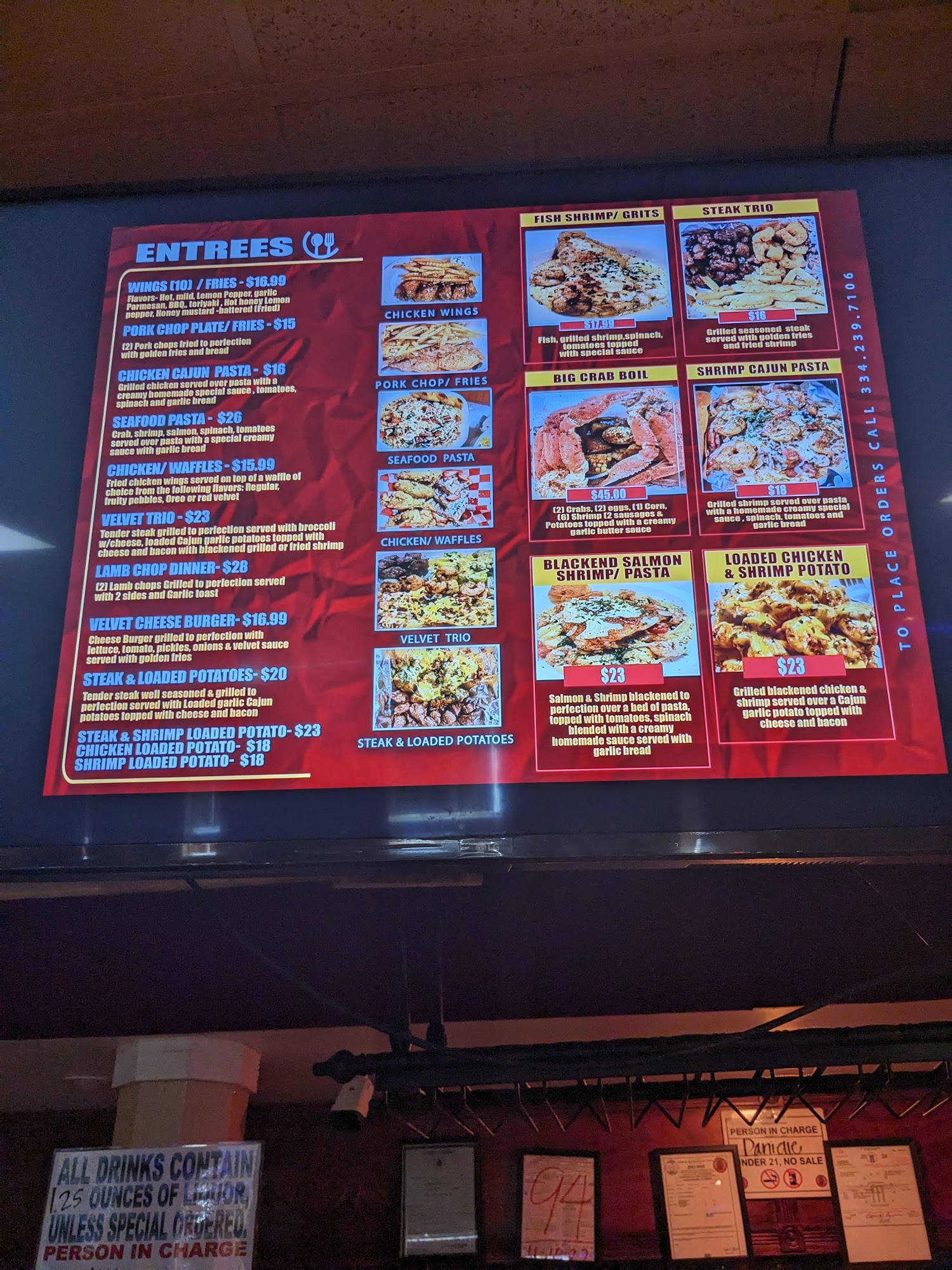 The Velvet Room Bistro Menu