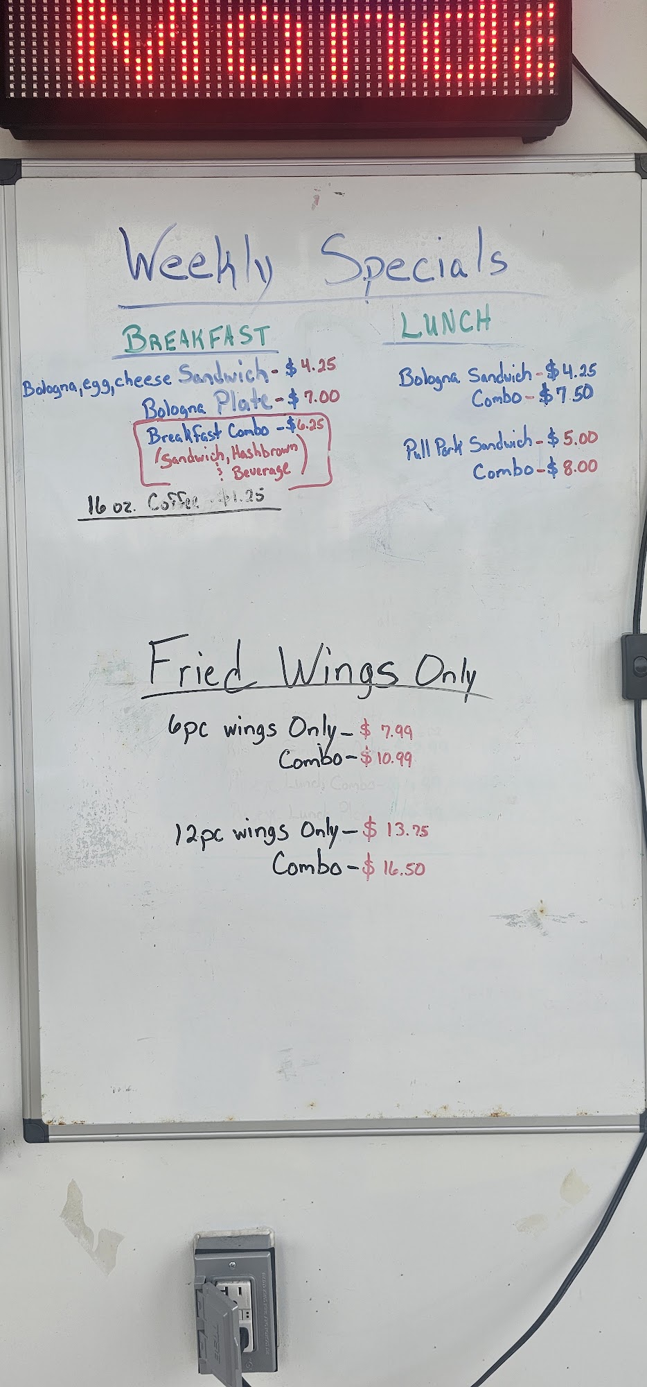 Class A Express Grill Menu