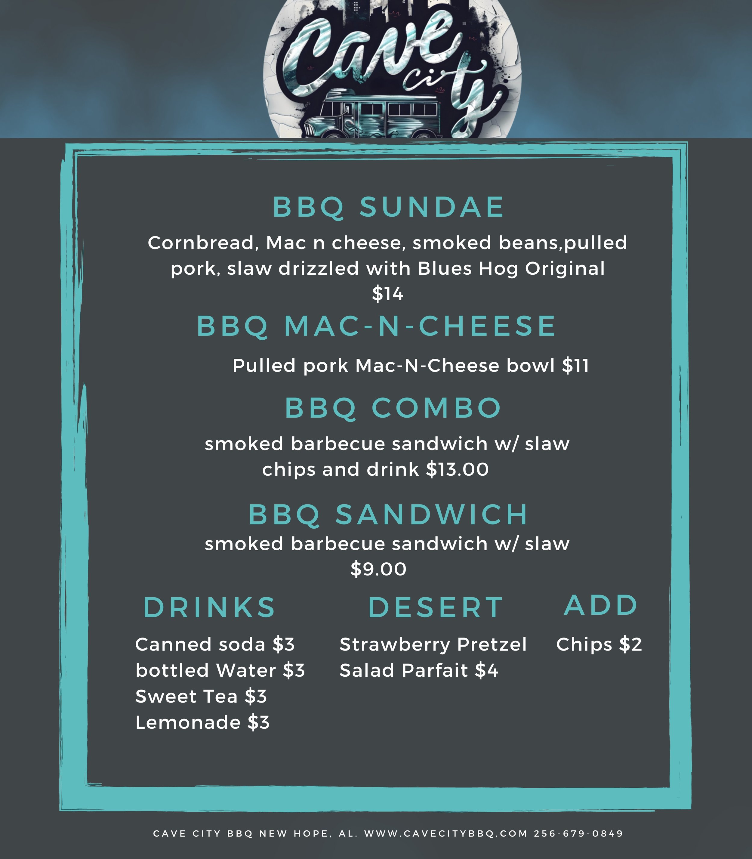 Cave City BBQ Menu