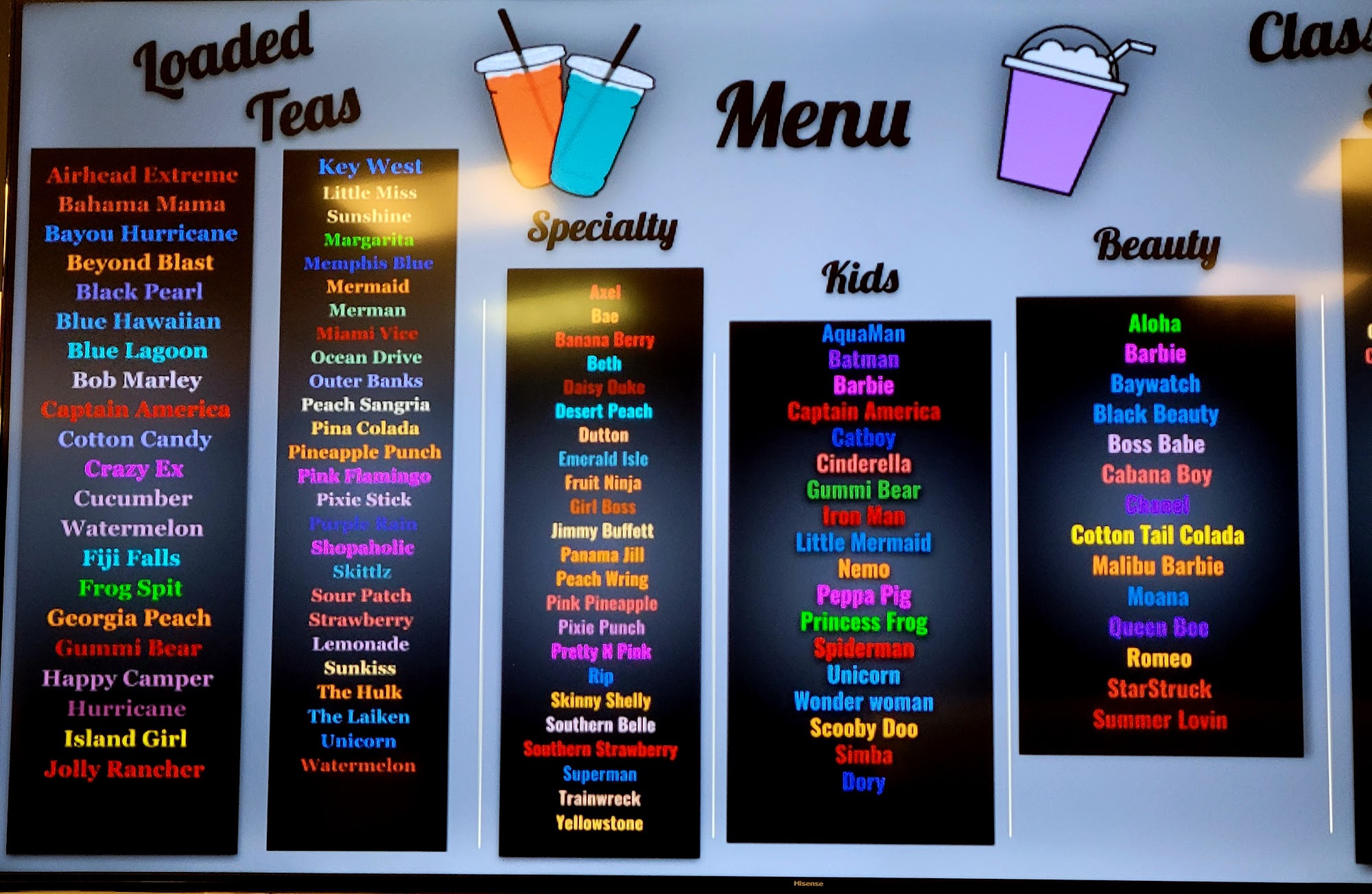 Turbo Nutrition Menu