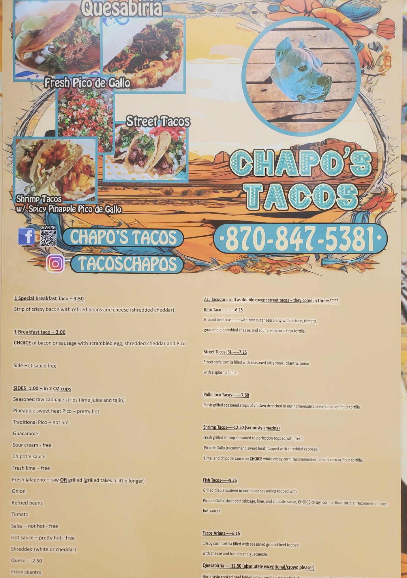 Chapo's Tacos Menu