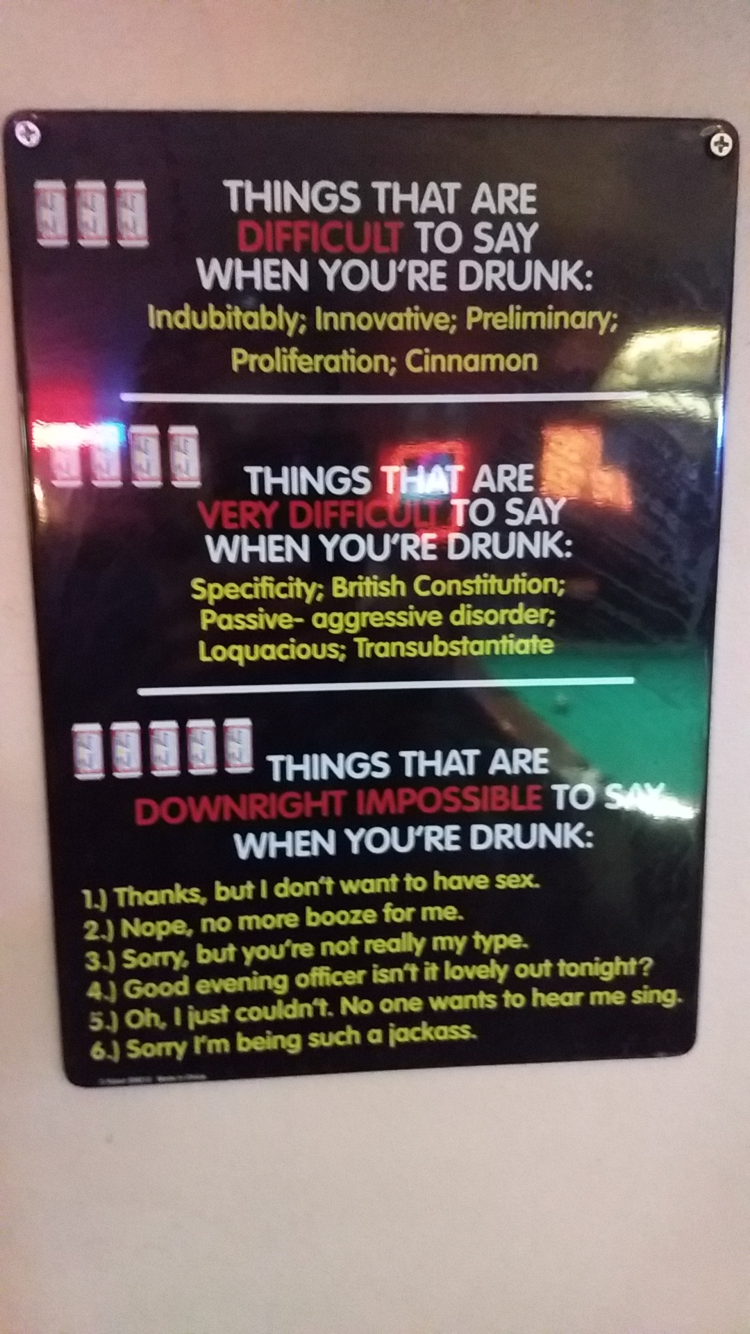 Lisa G's Bar Menu