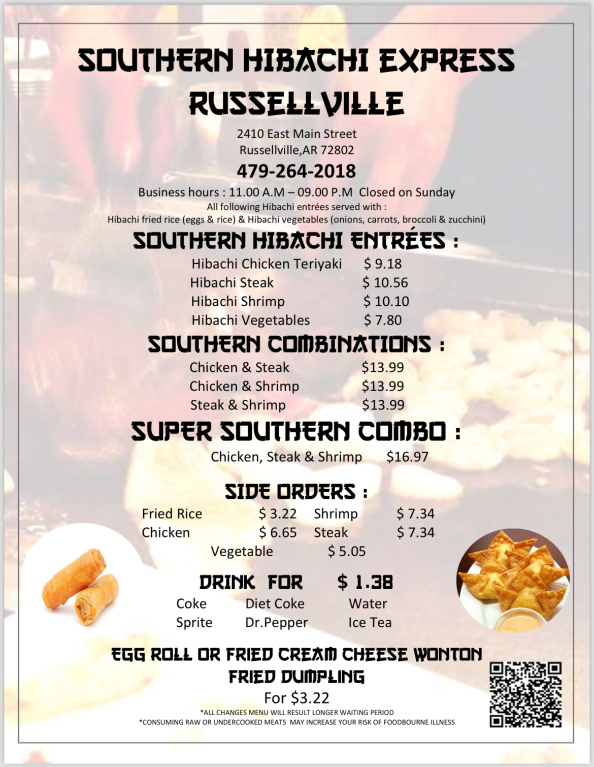 Southern Hibachi Russellville Menu