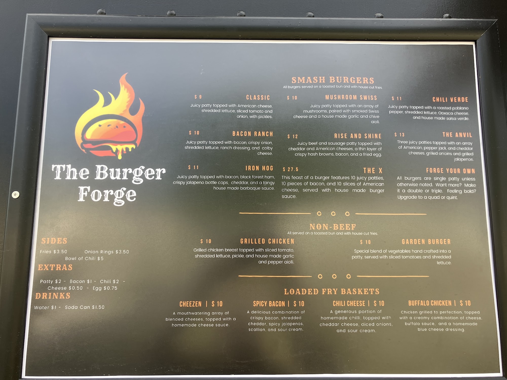 The Burger Forge Menu