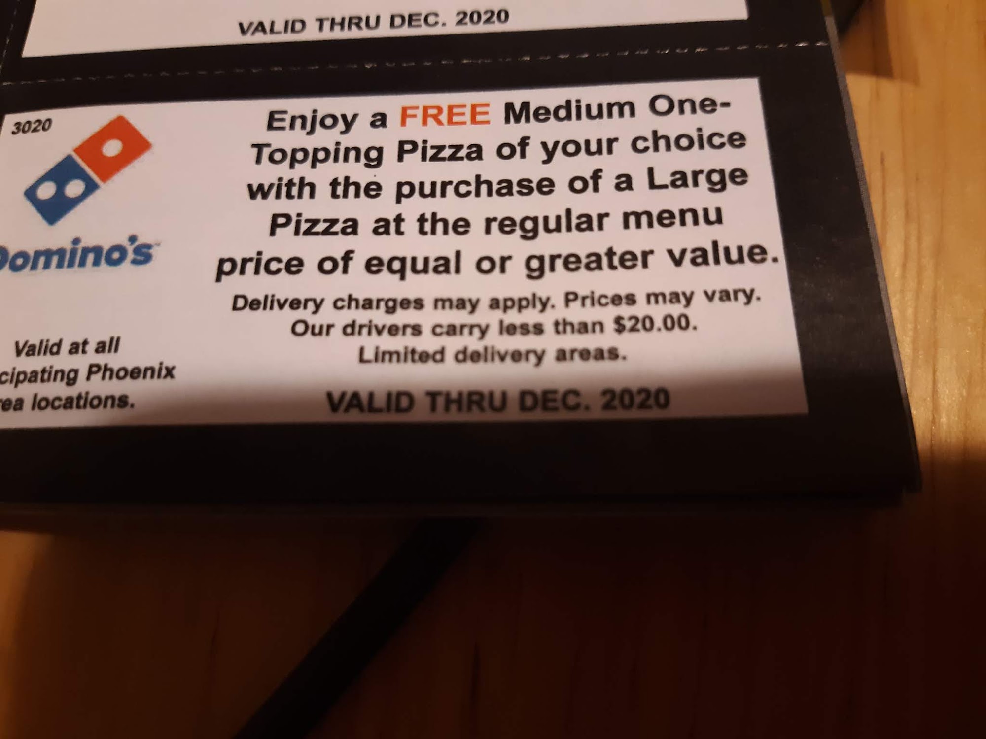 Domino's Pizza Menu