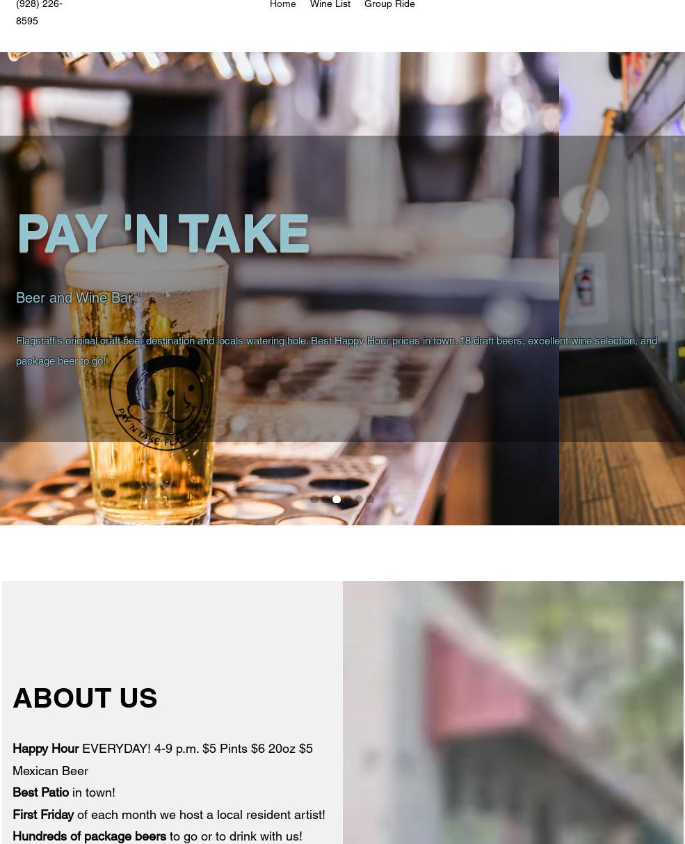 Pay-N-Take Beer and Wine Bar Menu