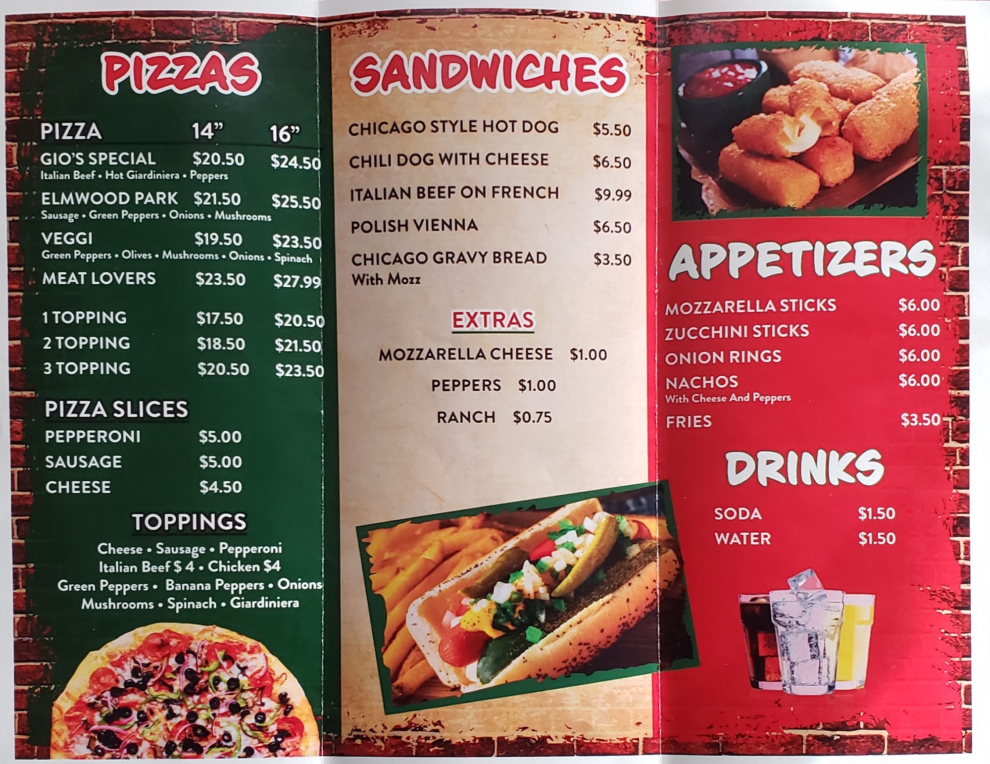 Gio's Chicago Pizza Menu