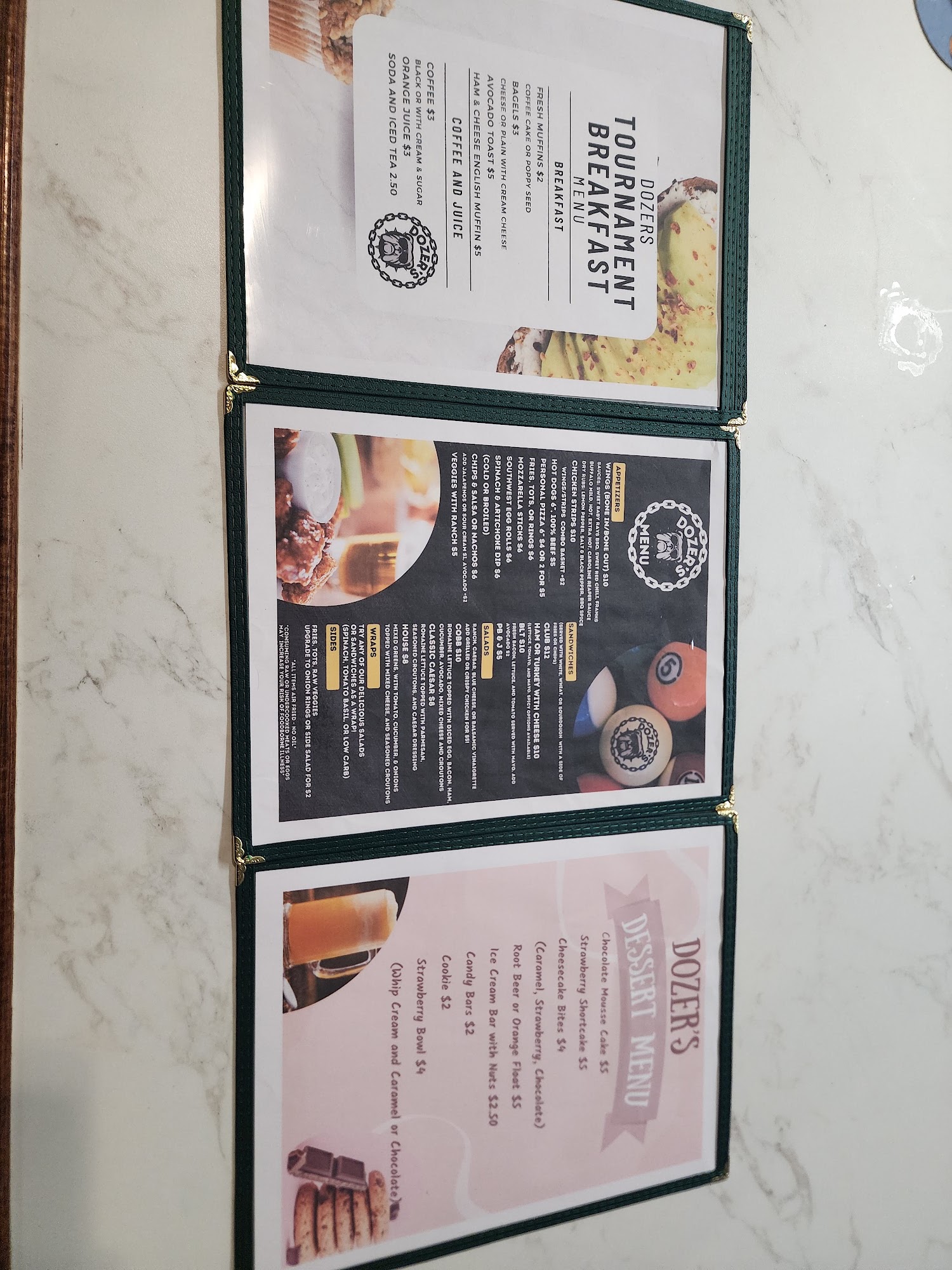 Dozer's Grill Menu