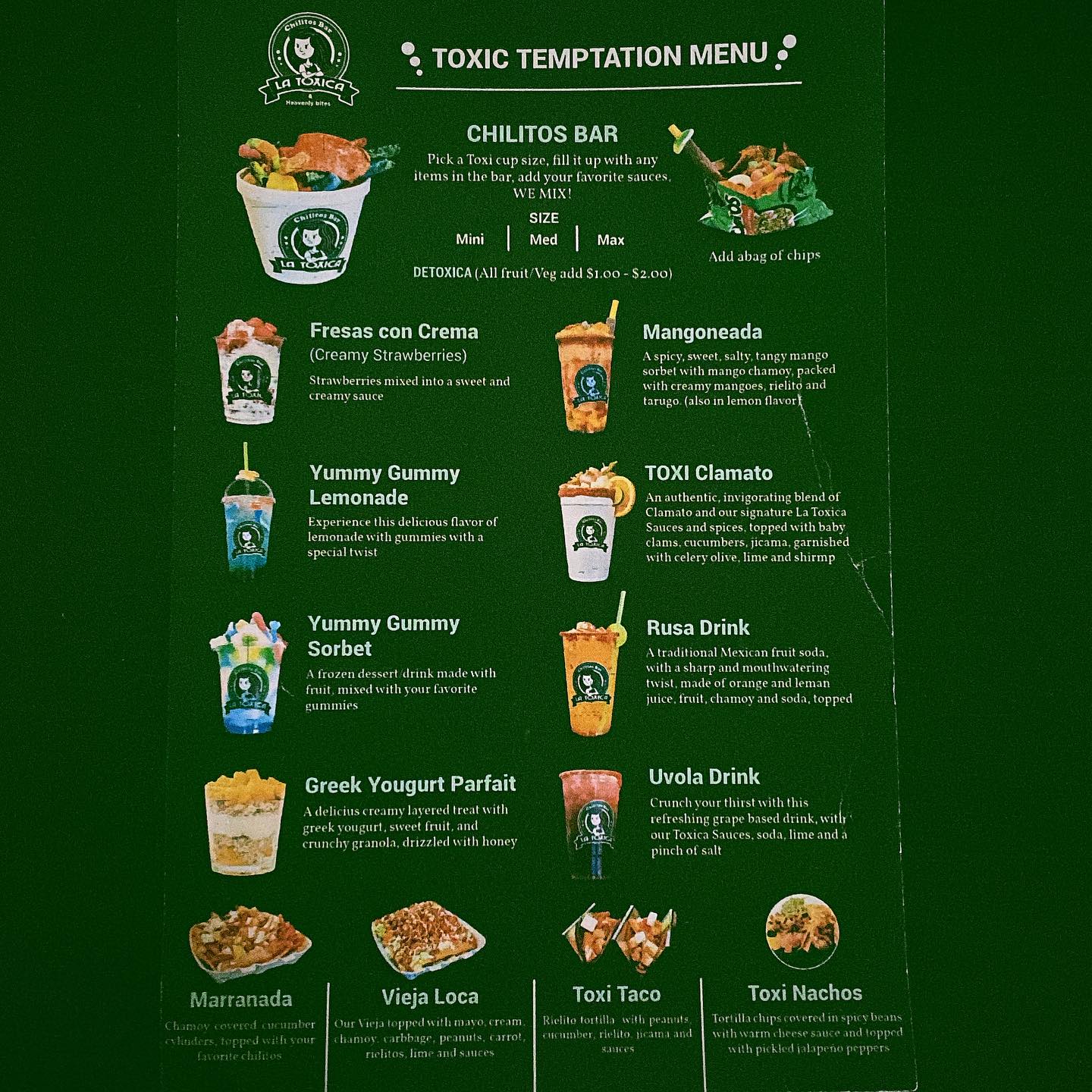 La Toxica Chiltos Bar Menu