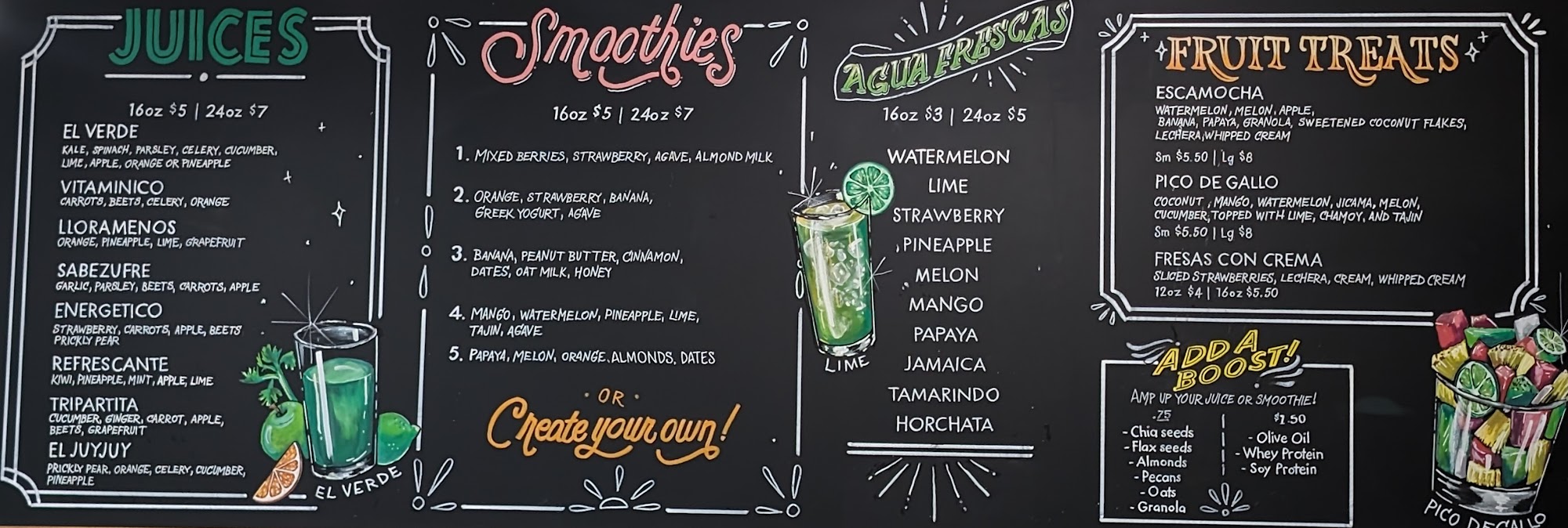 El Zumitos Juice Bar Menu