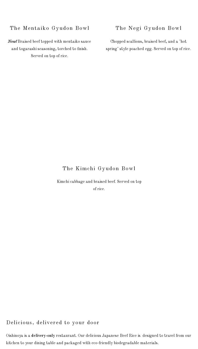 Oishinoya Japanese Beef Rice Menu