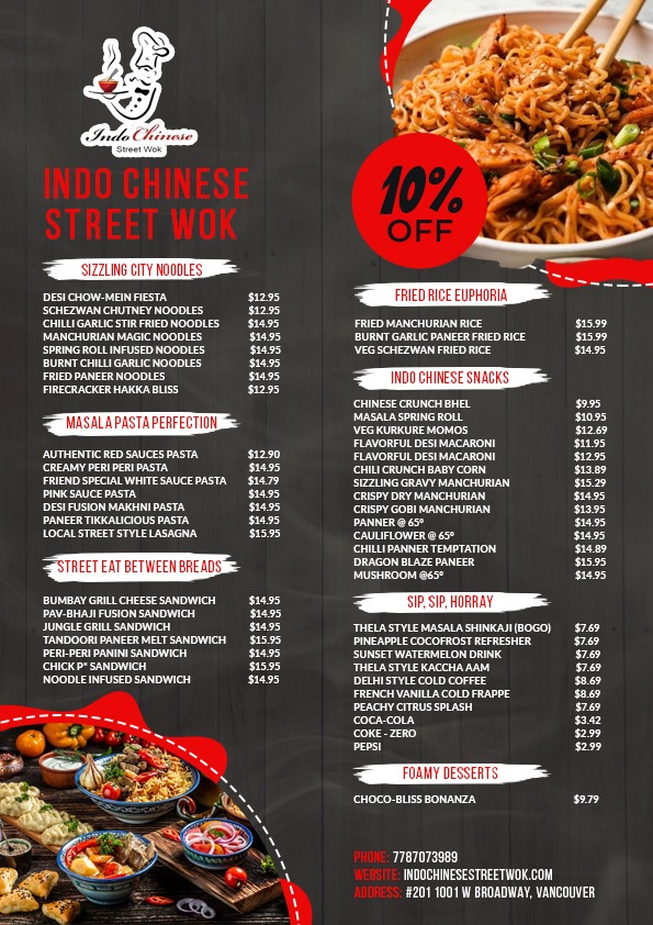 Indo Chinese Street Wok Broadway Menu
