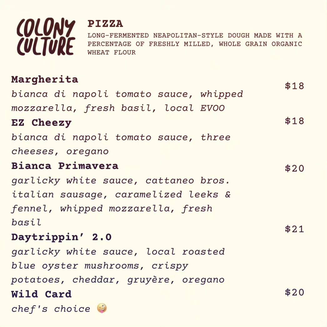 Colony Mash Brewing Co. Menu