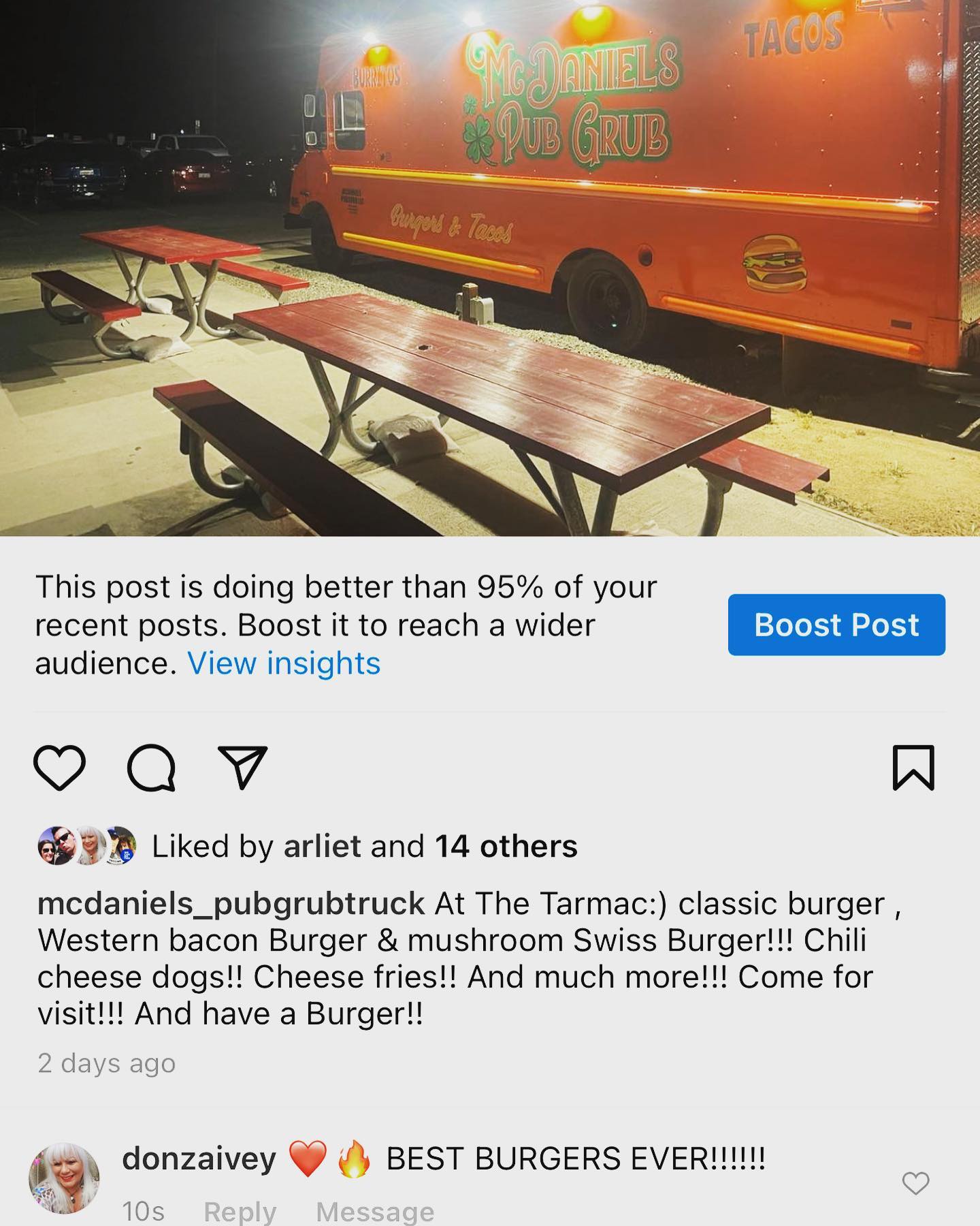 McDaniels Pub Grub LLC Menu