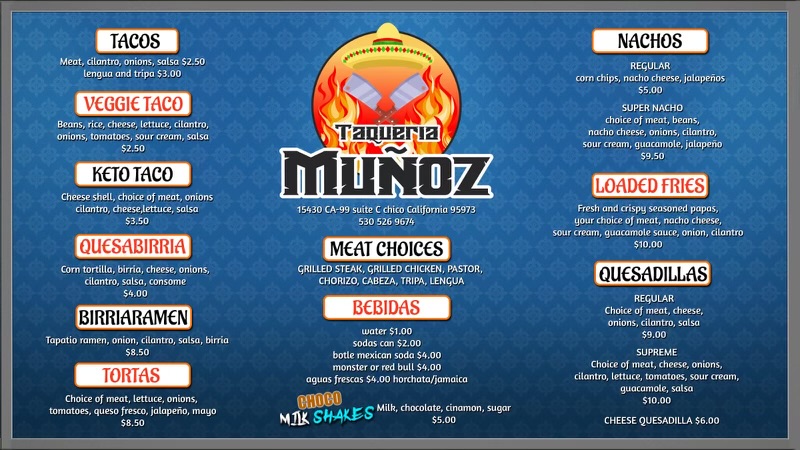Taqueria munoz Menu