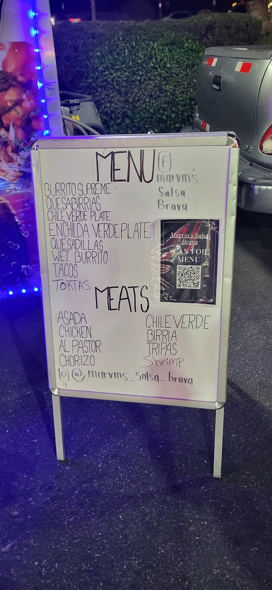 Marvin's Salsa Brava Menu