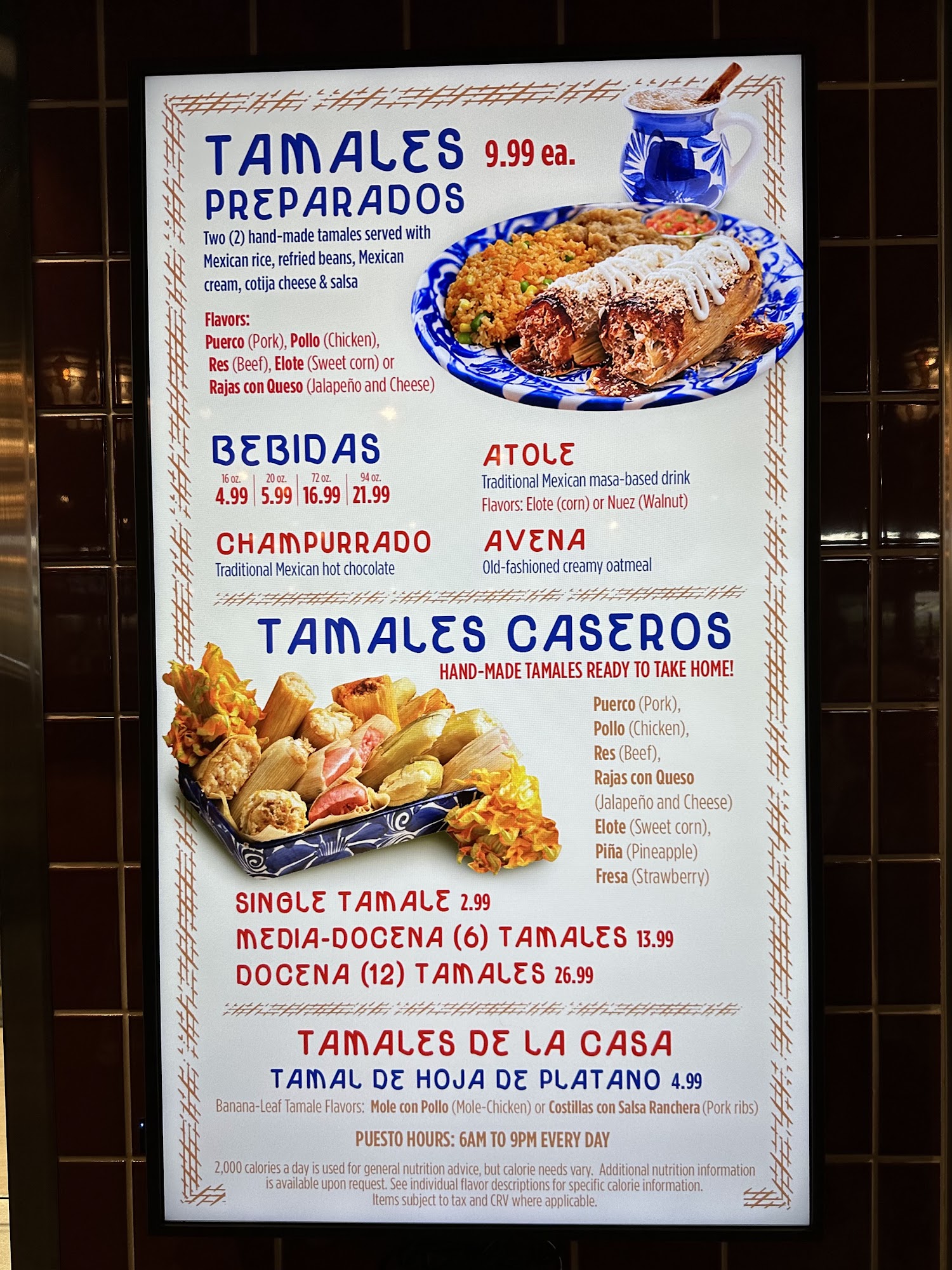 La Tamaleria Menu