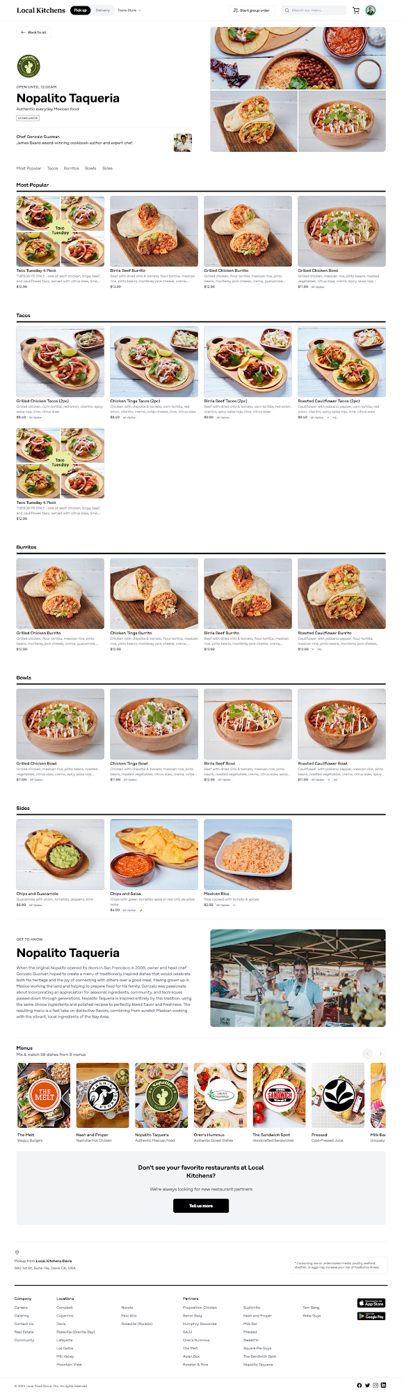 Nopalito Taqueria at Local Kitchens Menu