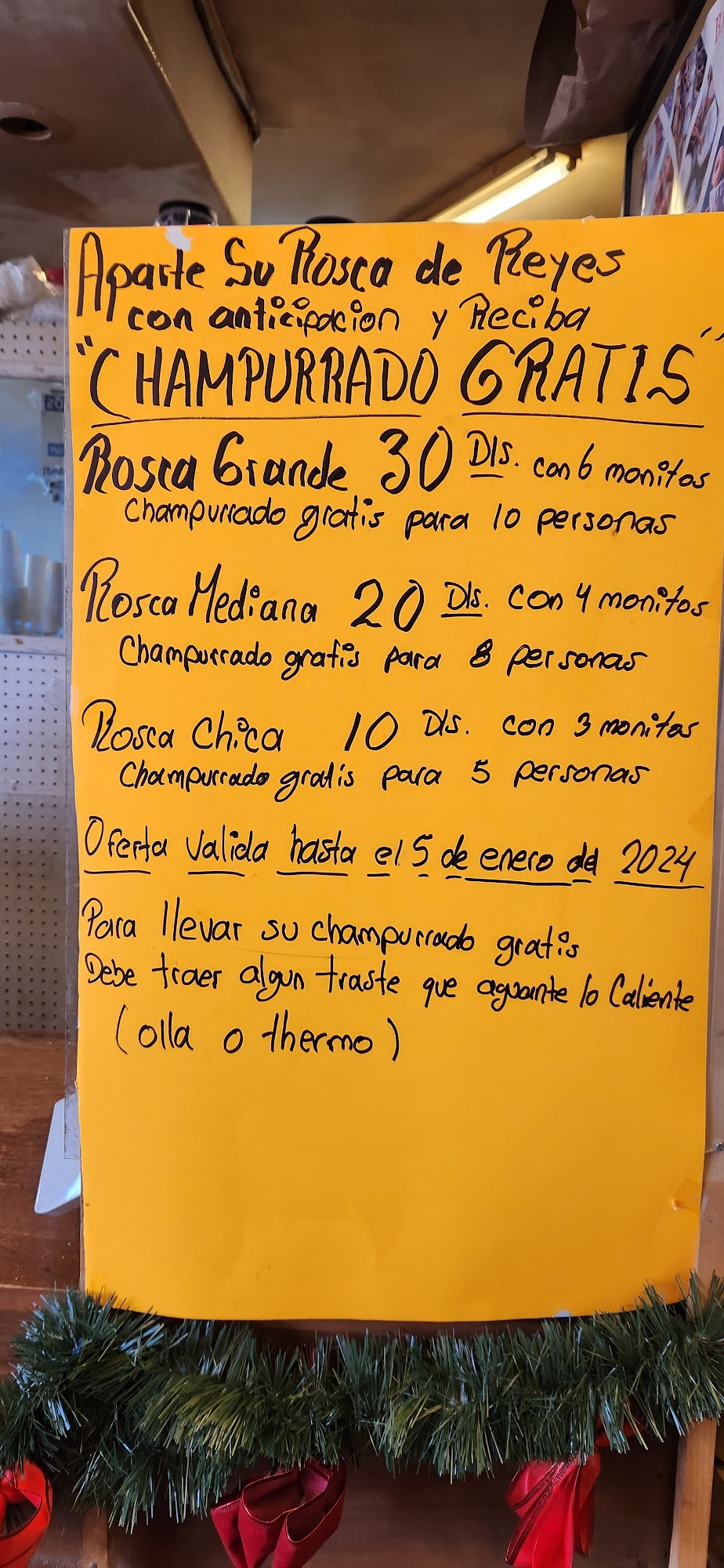 Panaderia Fuentes Menu