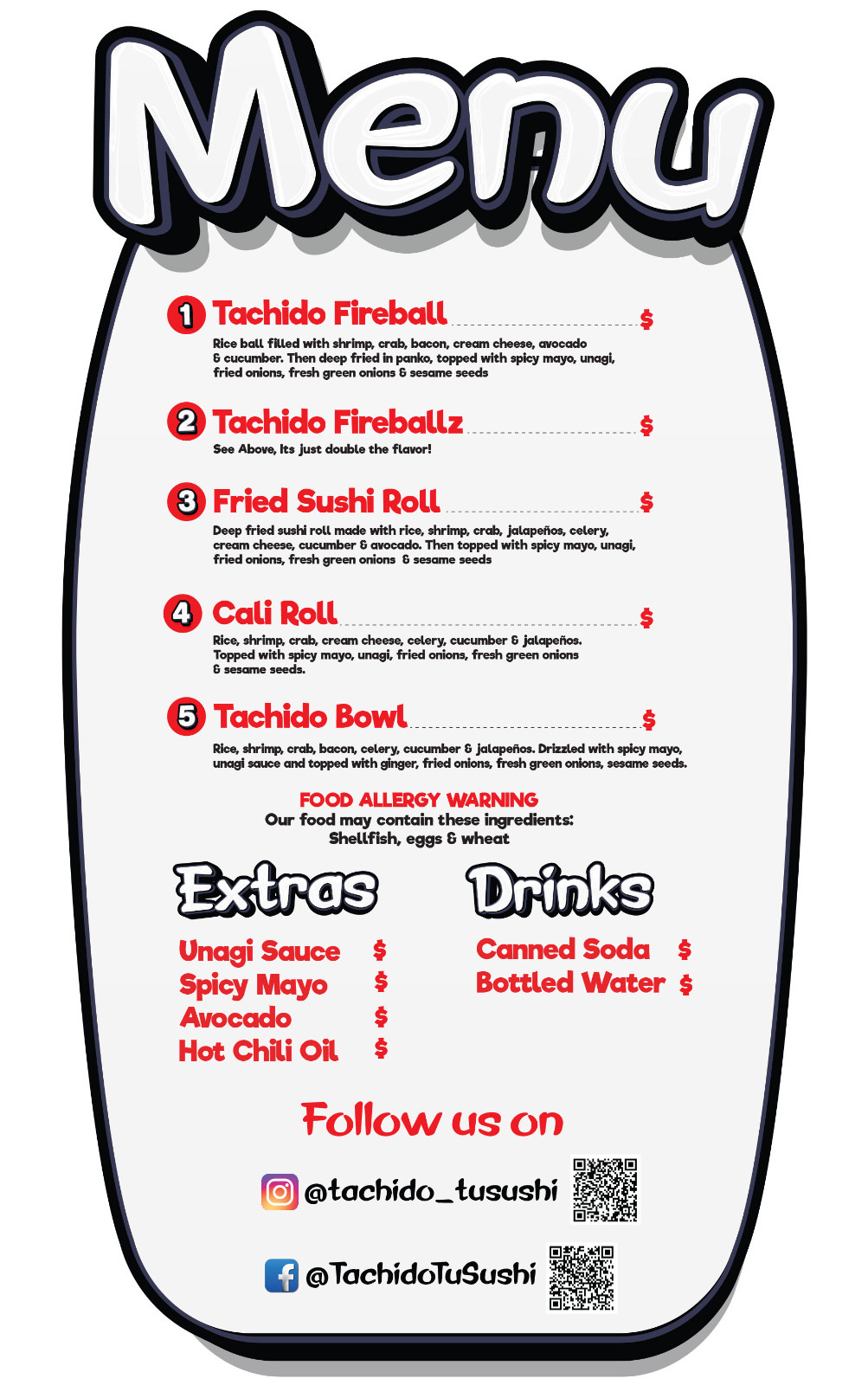 Tachido TuSushi Menu