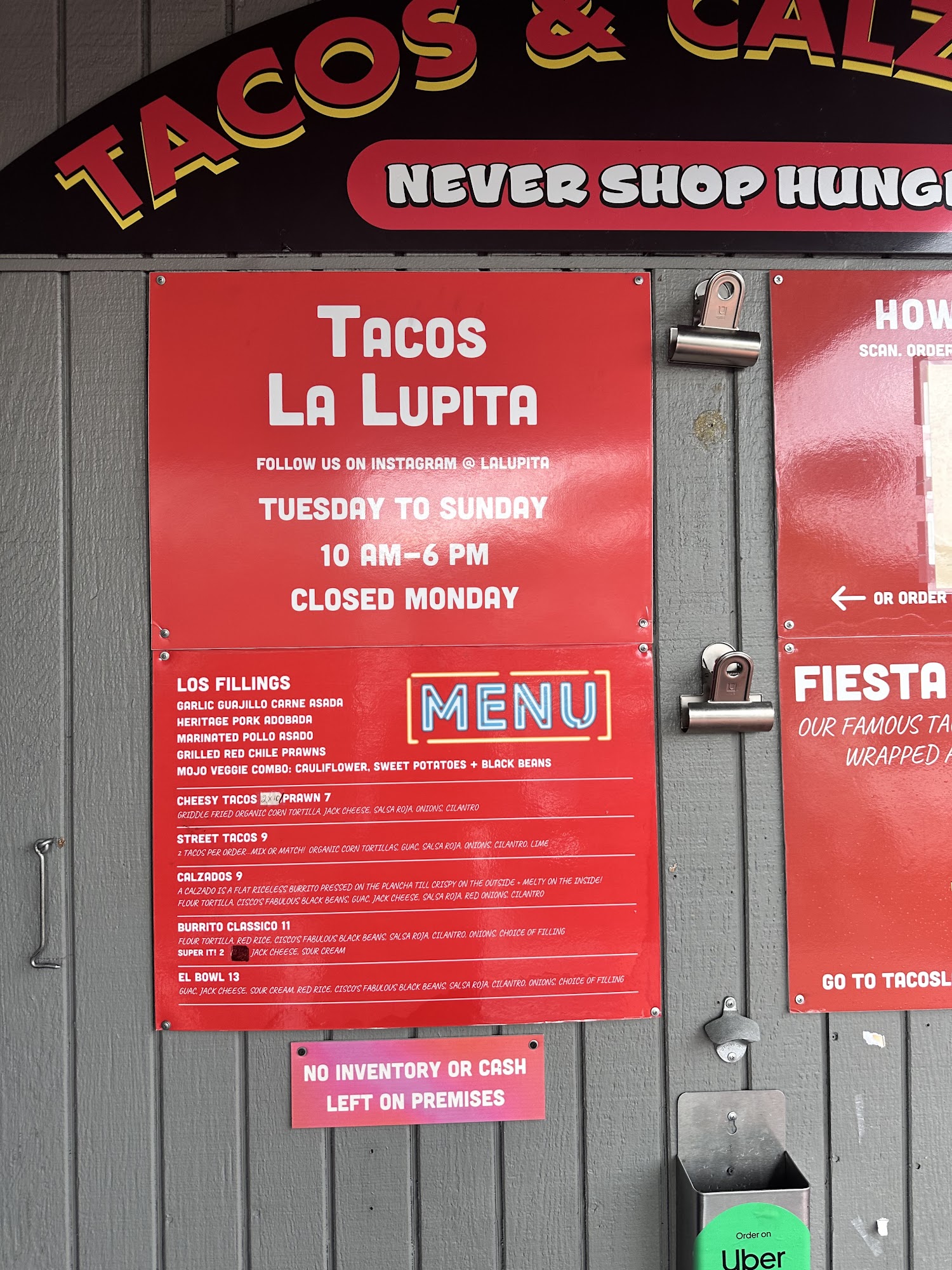 Taco stand Menu