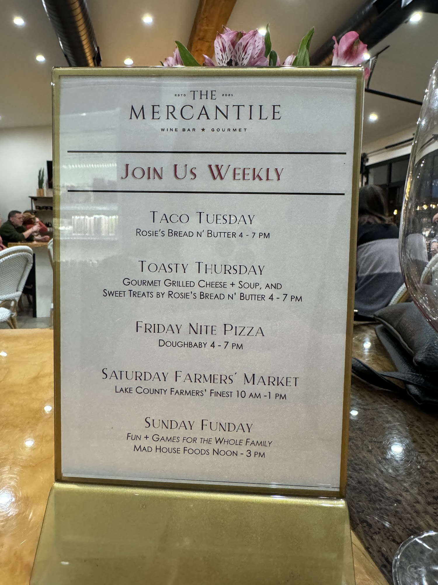 The Shannon Mercantile Menu