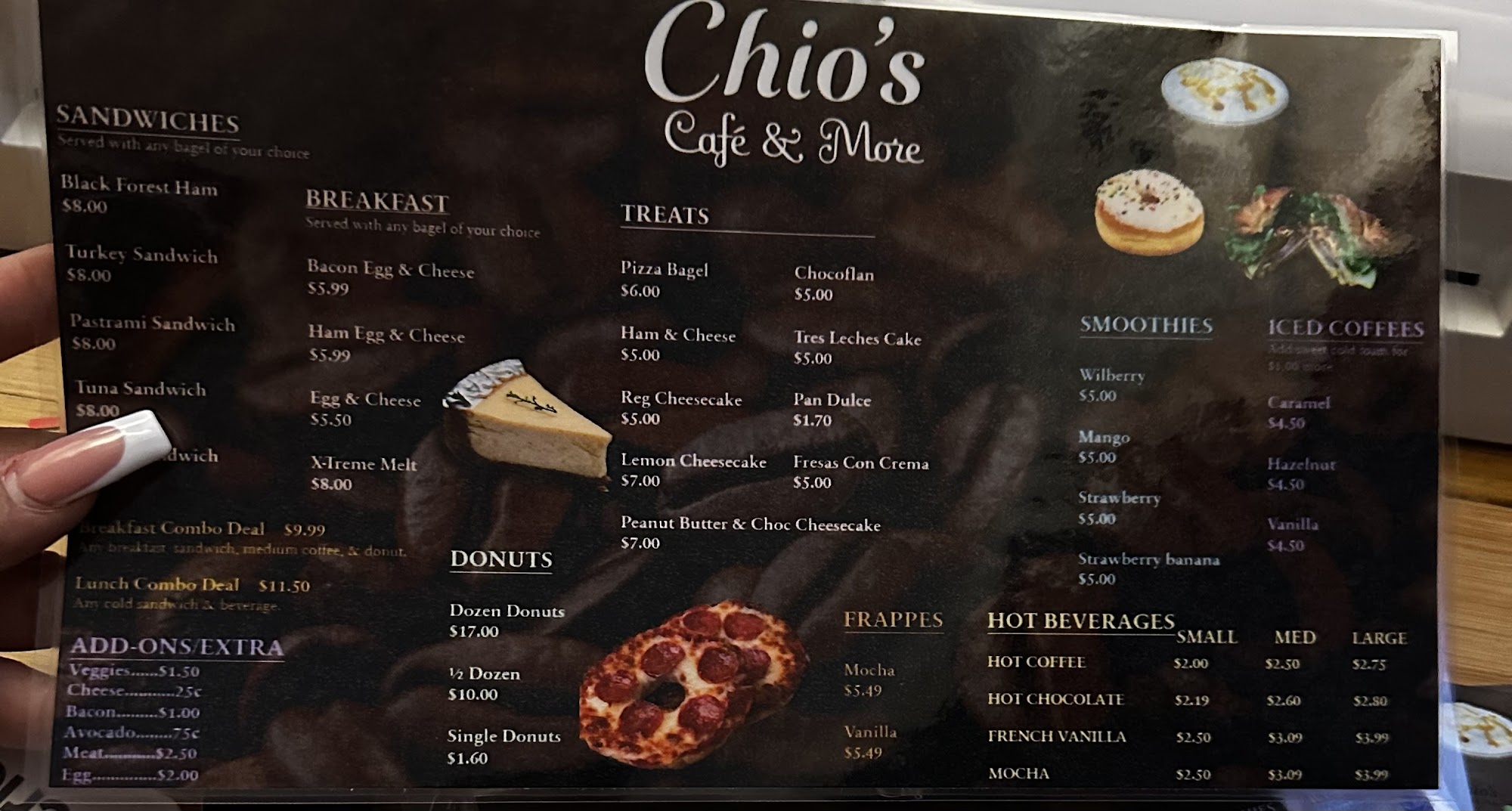 Chio's Cafe and More Menu