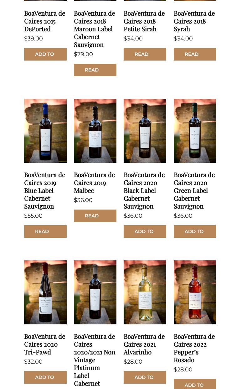 Boa Ventura De Caires Winery Menu