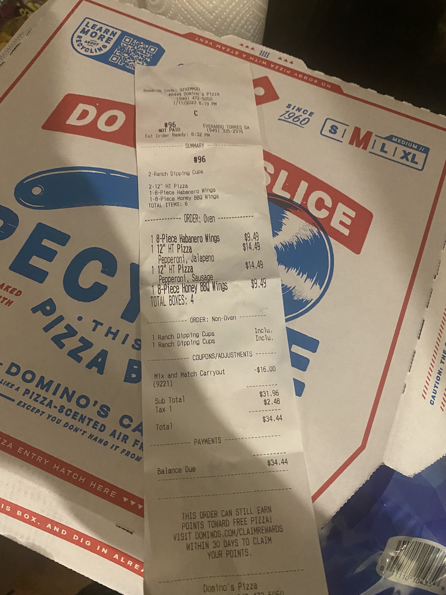 Domino's Pizza Menu