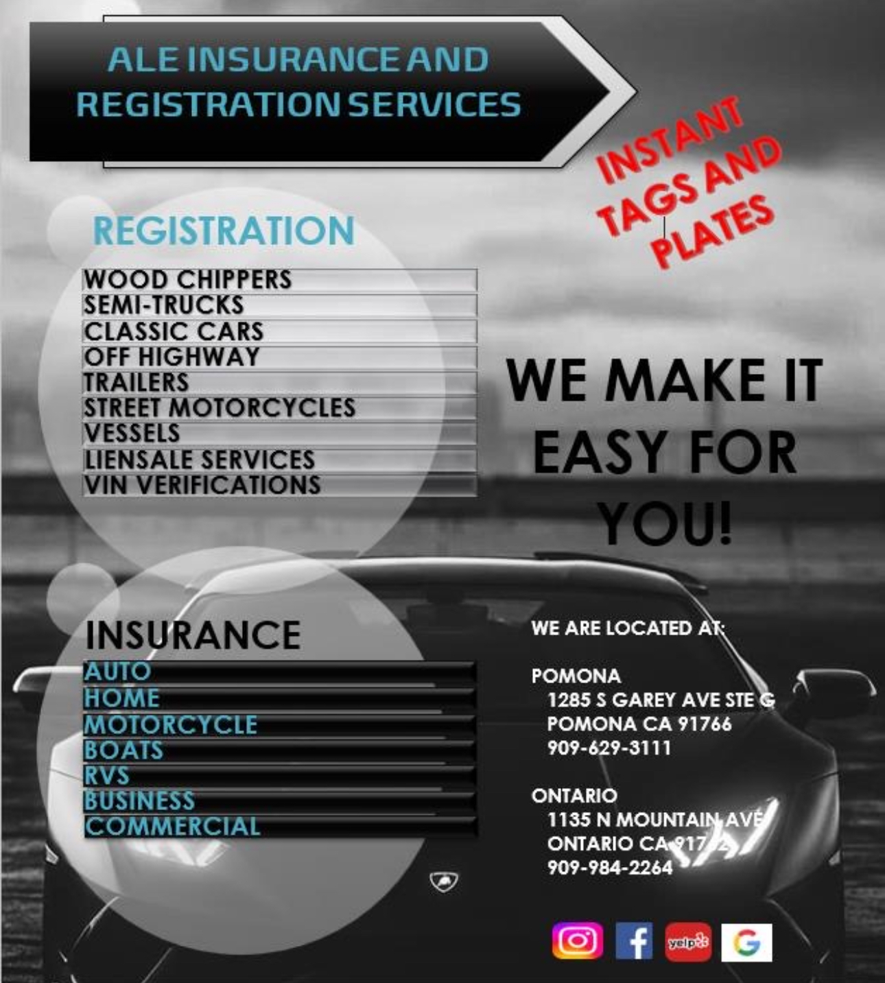 Ale Insurance & Vehicle Registration Services