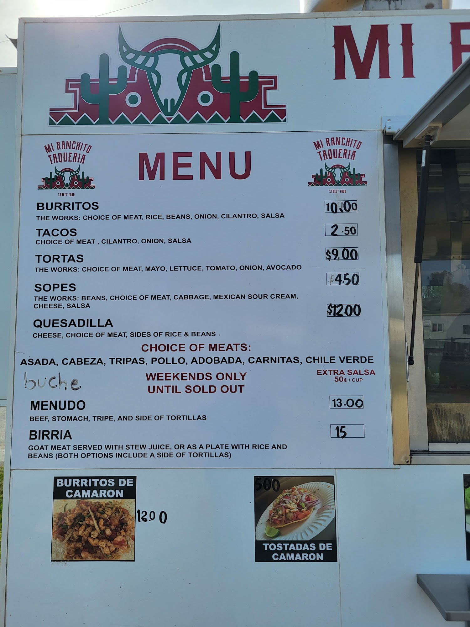 TACO TRUCK - MI RANCHITO Menu