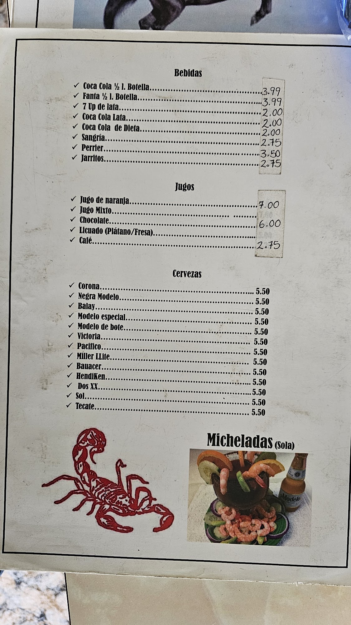 El Saucito Restaurant Menu