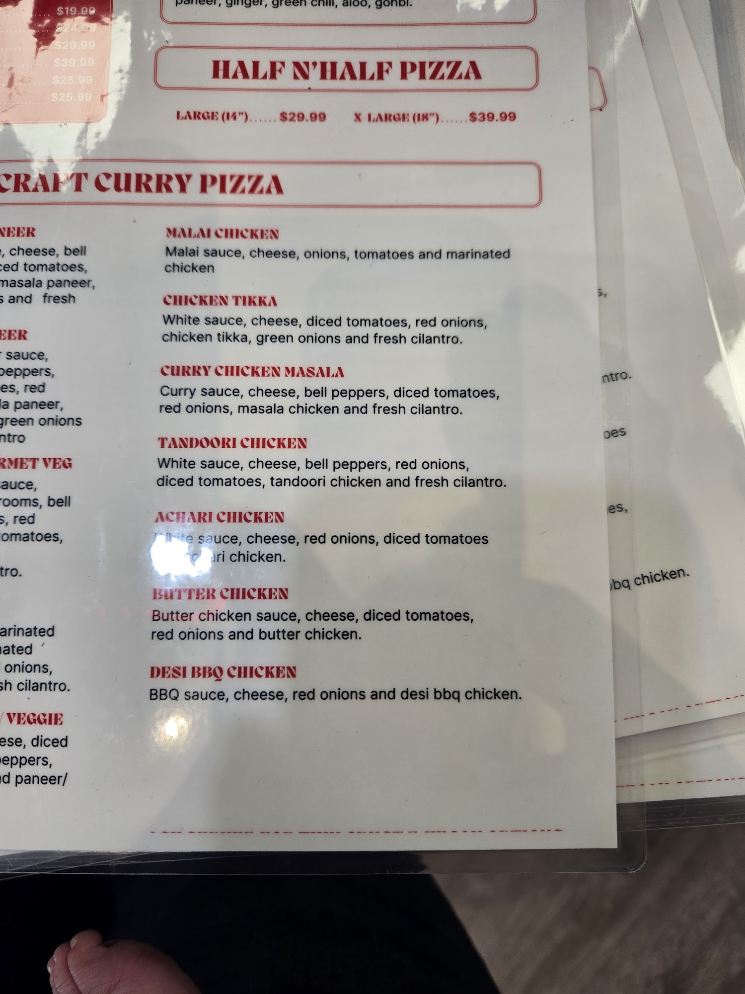 Curry Pizza House Pleasanton Menu