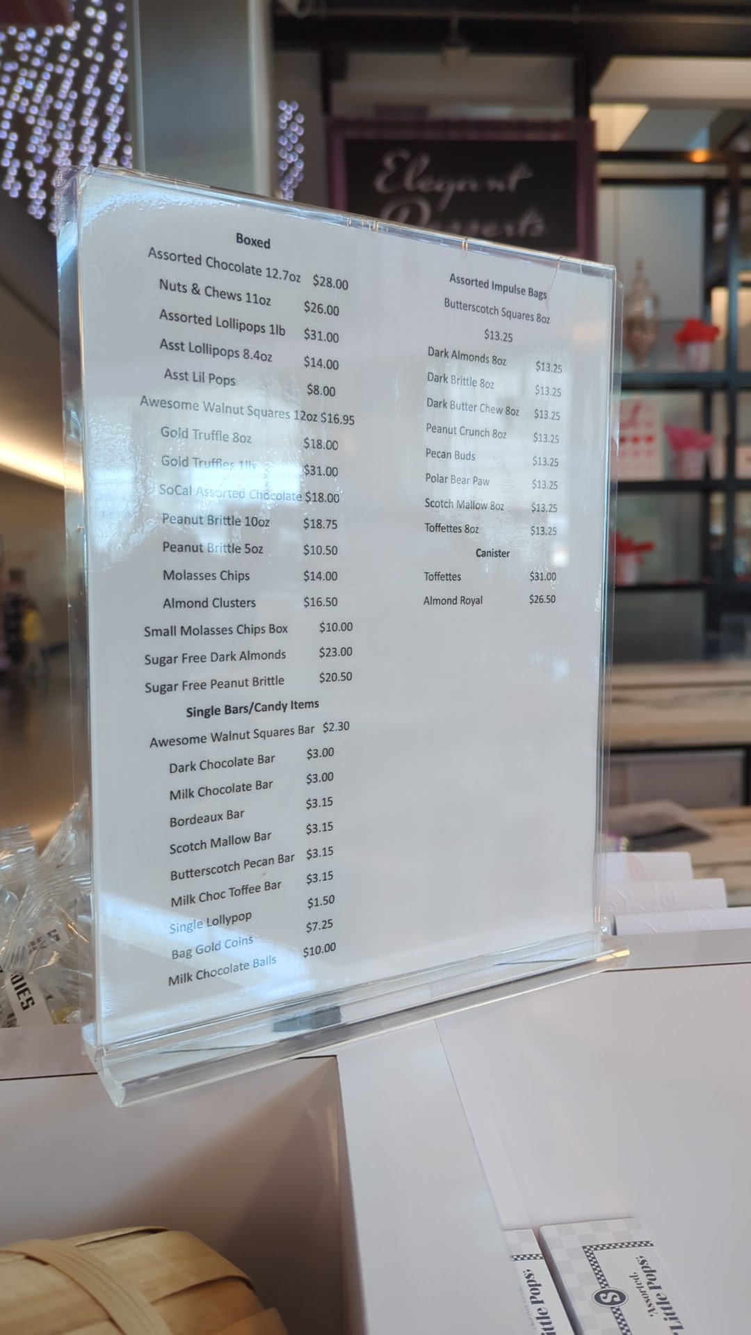 Elegant Desserts Menu