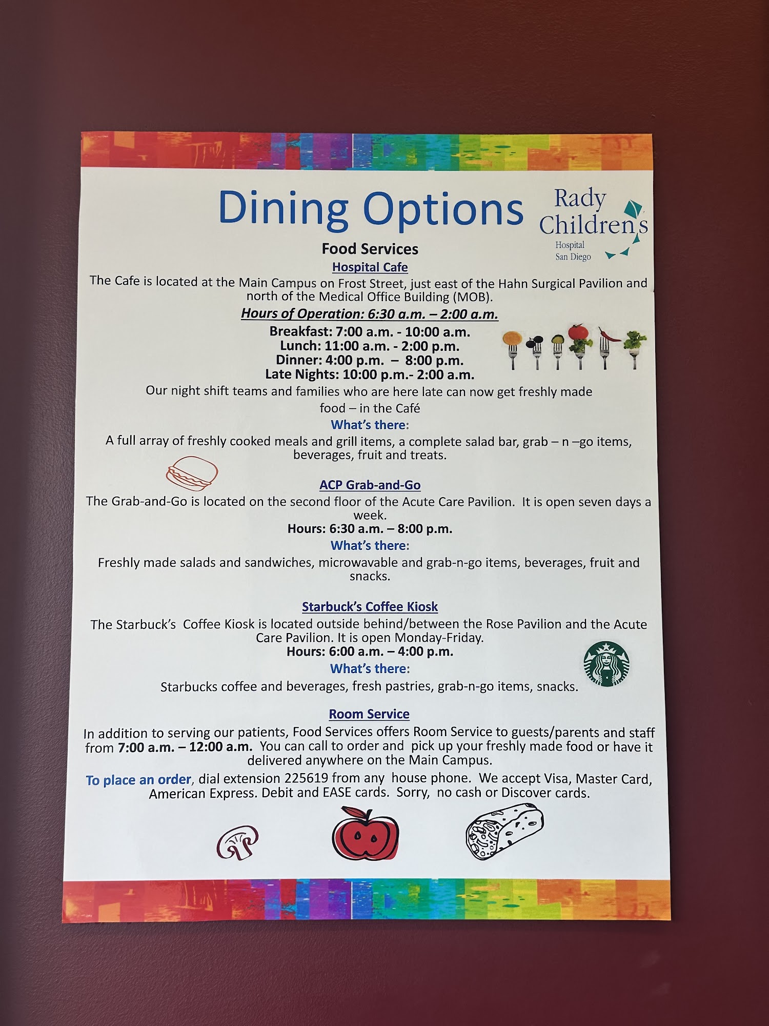 The Café at Rady Children’s Hospital Menu