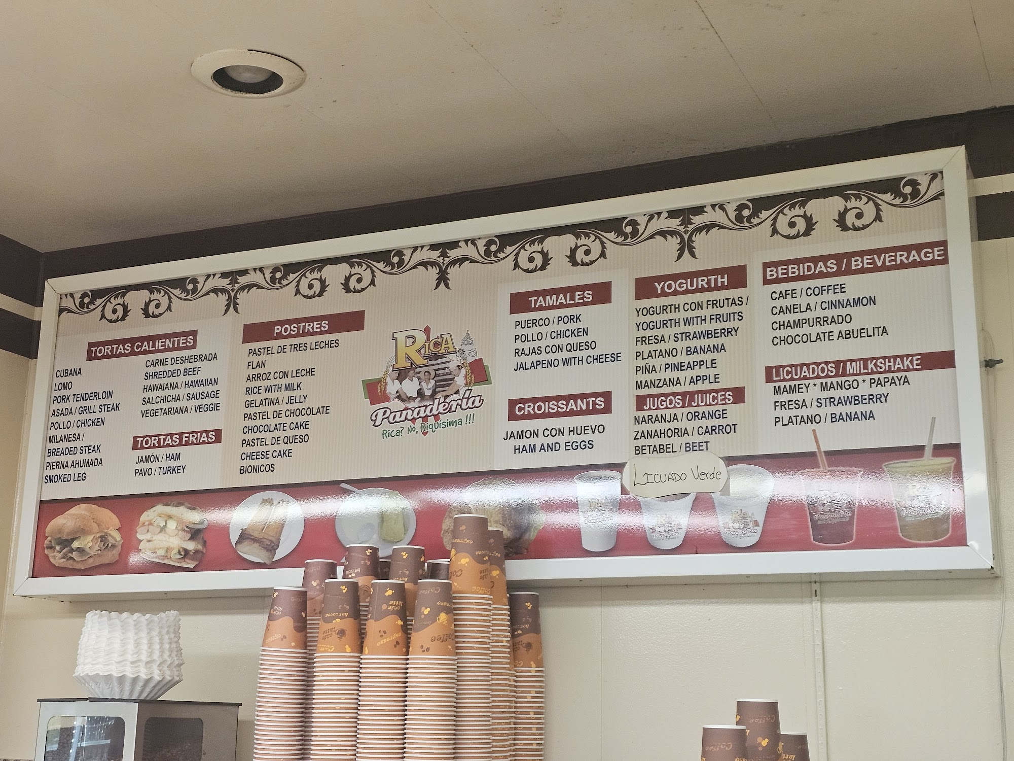 Rica Panaderia Menu