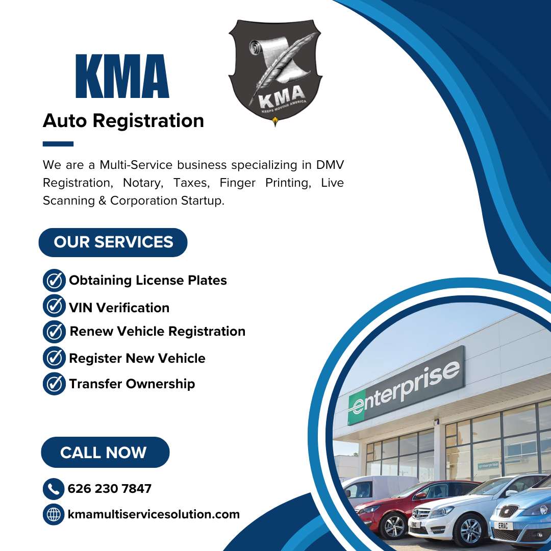 KMA Auto Registration, Livescan, Notary Public, Life Insurance and Income Tax Services