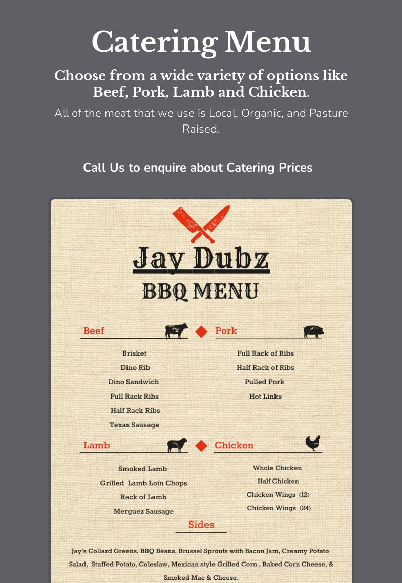 Jay Dubz BBQ Menu