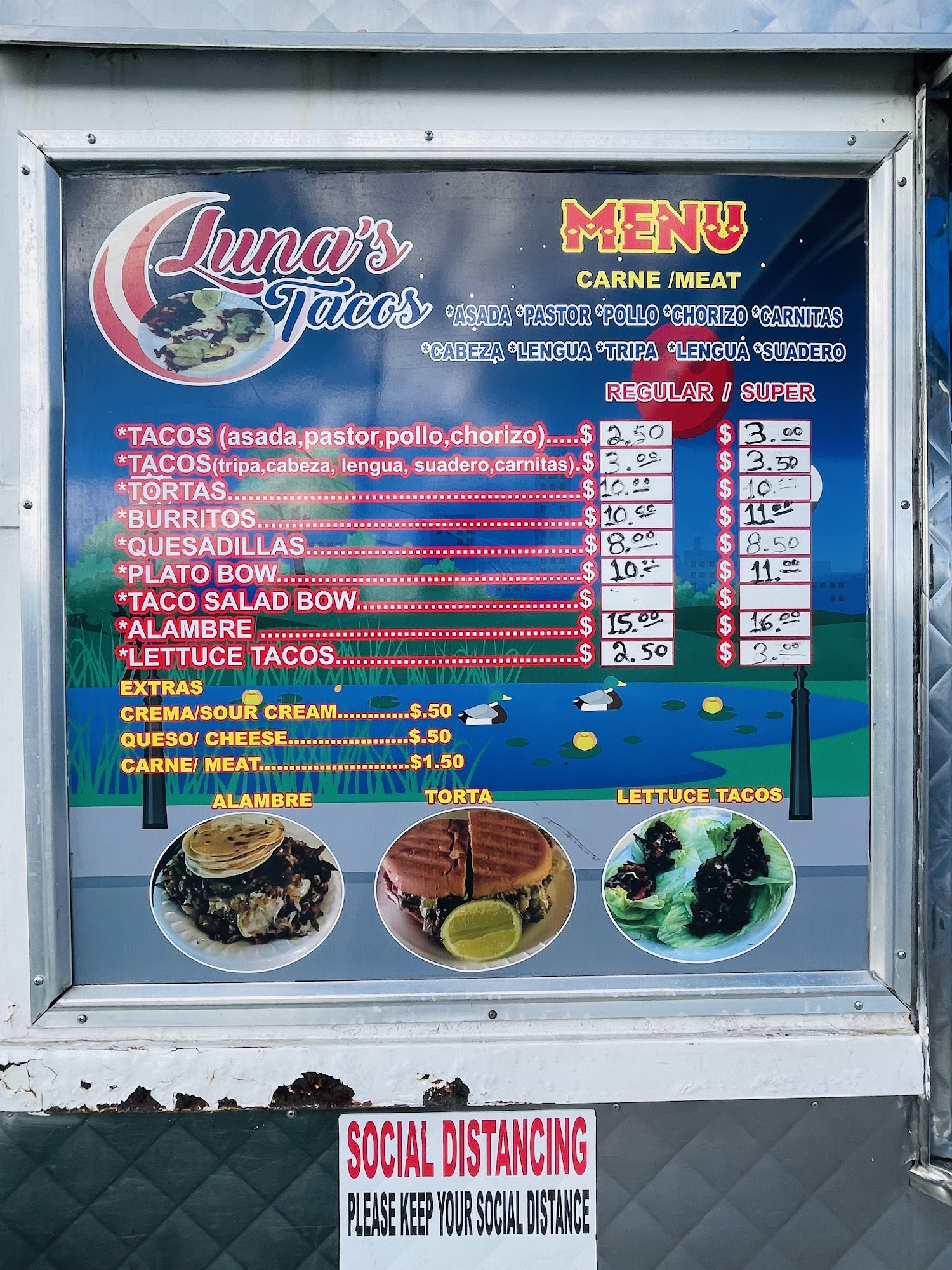 Luna’s Tacos Menu